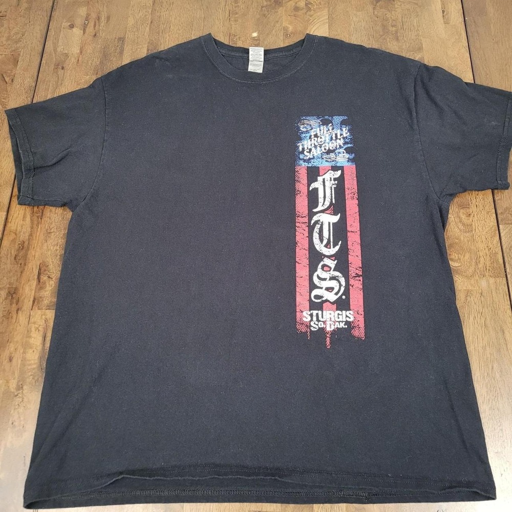 Full Throttle Saloon Sturgis Shirt Mens XL Black Flag Skull Wrench Graphic Tee